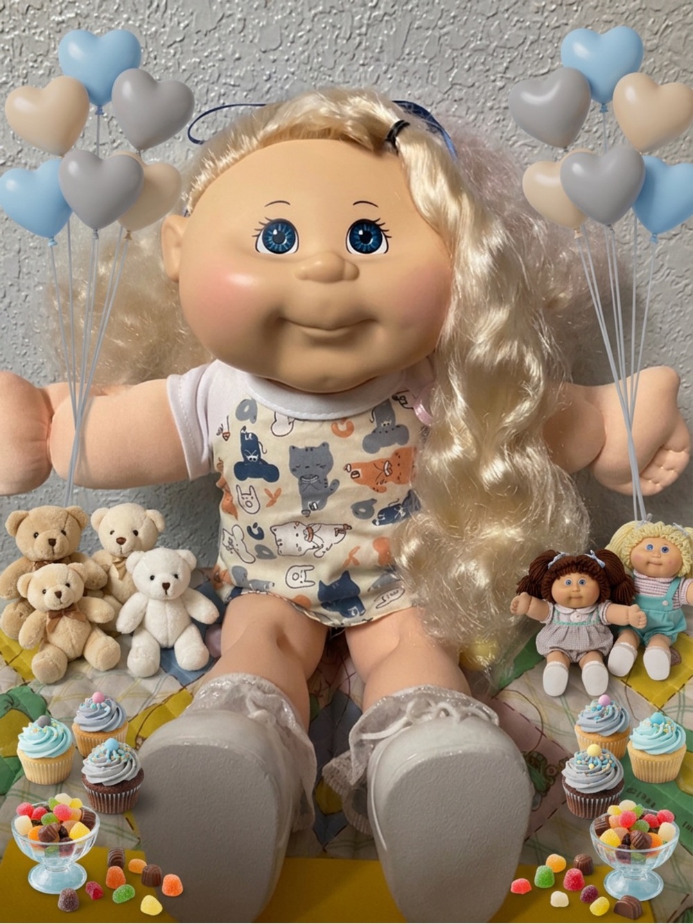 Cabbage Patch Kids Girl Doll Blonde Curly Hair Blue Eyes Jazwares JZ-53K